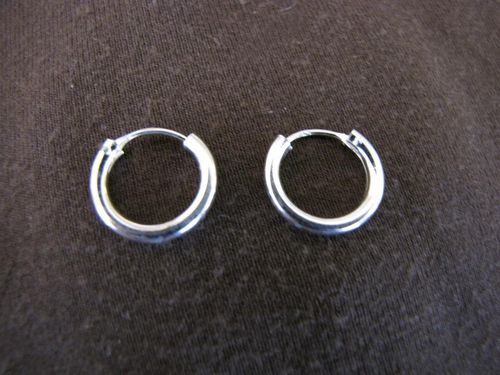 Silver 2mm by 14mm Hoop Earrings