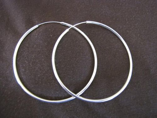 Silver 2mm by 65mm Hoop Earrings