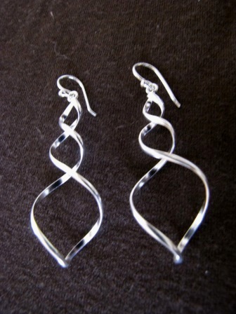 Silver Spiral Twist Drop Earrings