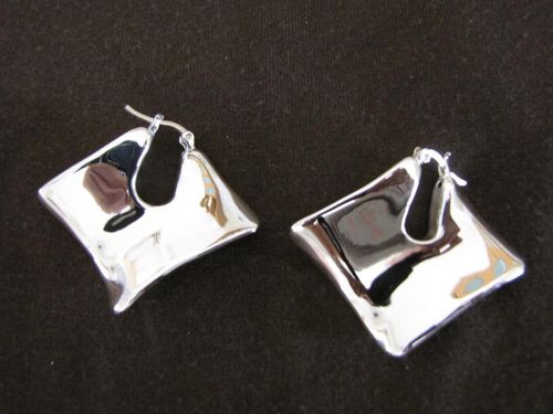 Silver Electroform Rhomboid Earrings