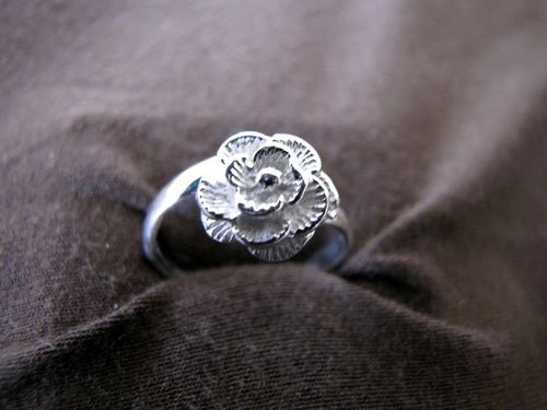 Silver Rose Flower Ring