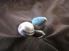 Silver Blue Larimar and Pearl Ring