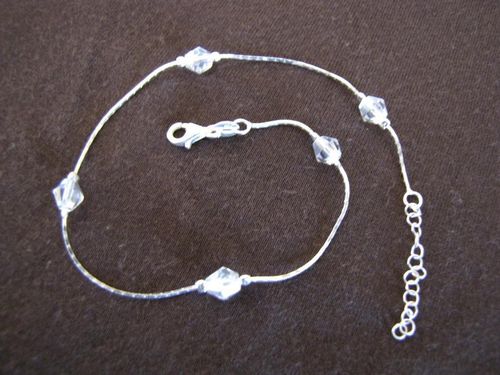 Silver Crystals Ankle Chain
