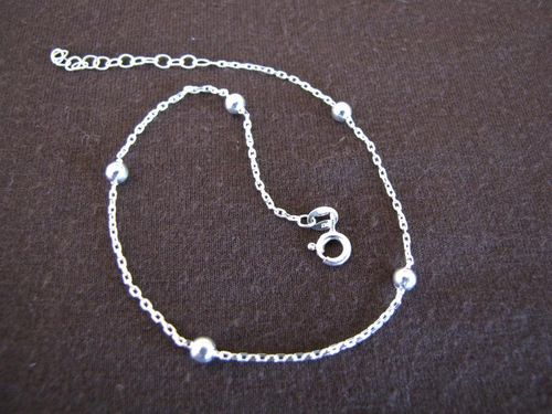Silver Balls Trace Chain Anklet