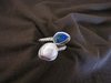 Silver Blue Opal and Pearl Ring