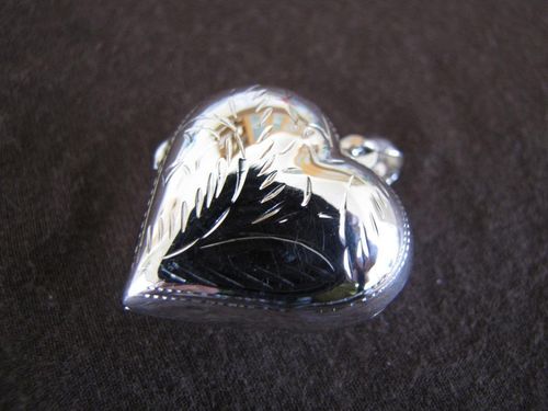 Engraved Silver Heart Locket