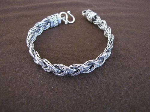 Oxidised Silver Braided Bracelet