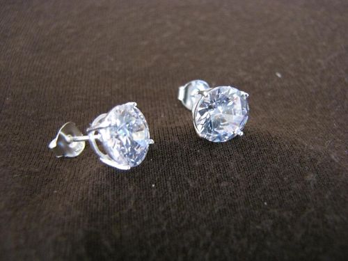 Silver Round Cubic Zirconia Earrings
