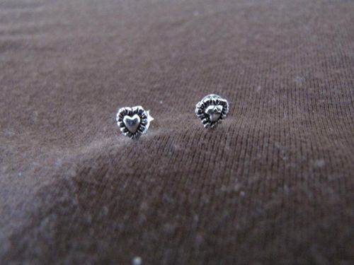 Small Silver Heart Stud Earriings