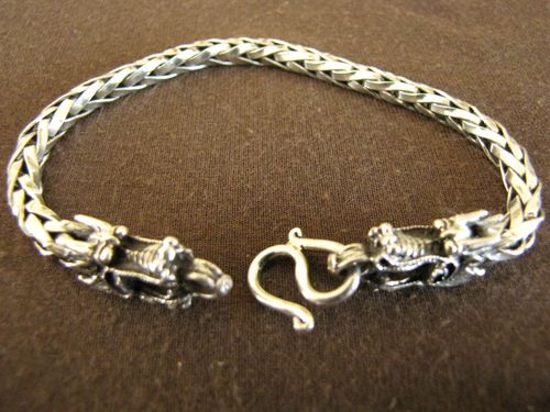 Silver Dragon Head Bracelet