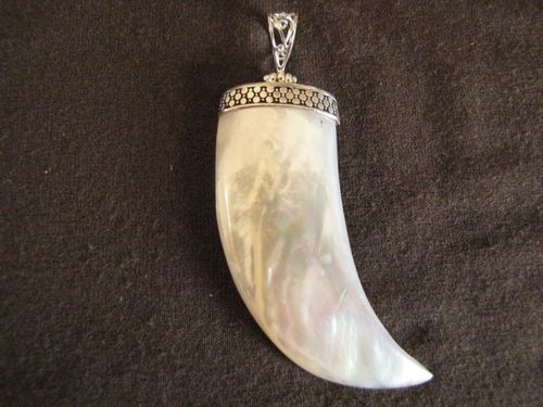 Silver Mother of Pearl Tooth Pendant