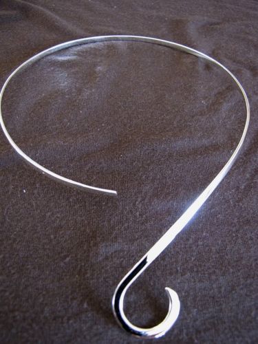 Silver Spiral Swirl Torque Necklace