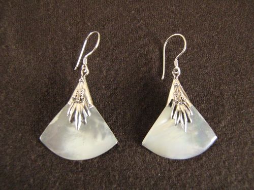 Silver White Mother of Pearl Earrings