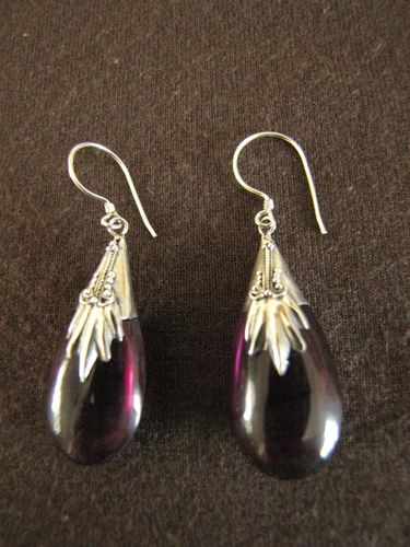 Silver Purple Drop Earrings