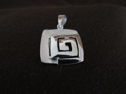 Silver Greek Key Spiral Pendant