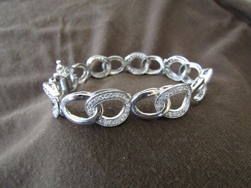 Silver Cubic Zirconia Curb Link Bracelet