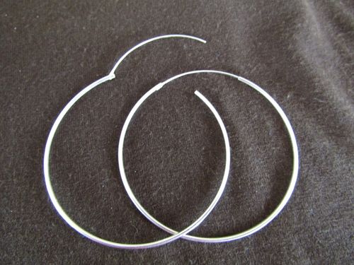 Silver 1mm by 60mm Hoop Earrings