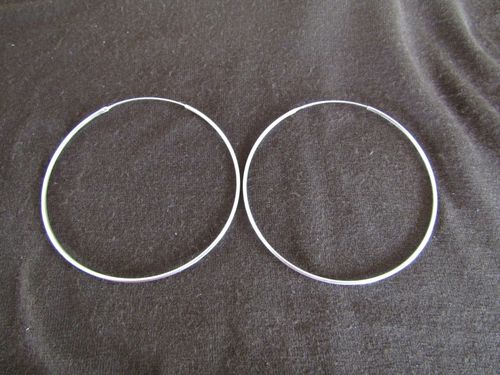 Silver 1mm by 65mm Hoop Earrings
