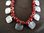 Silver Red Agate & Greek Key Necklace