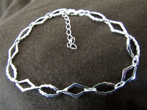 Silver Ellipse & Diamond Links Bracelet