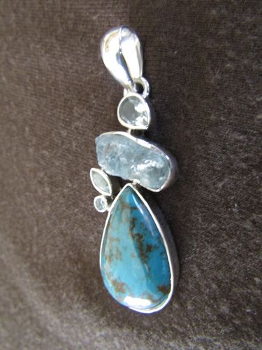 Silver Turquoise & Aquamarine Pendant