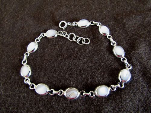 Silver White Mother of Pearl Bracelet