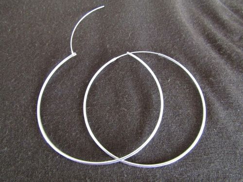 Silver  75mm 1mm Hoop Earrings