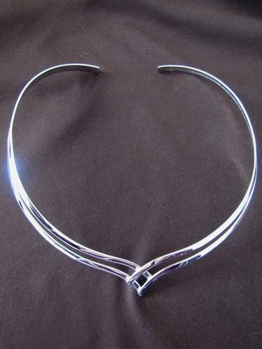 Silver Crossover Torque Necklace