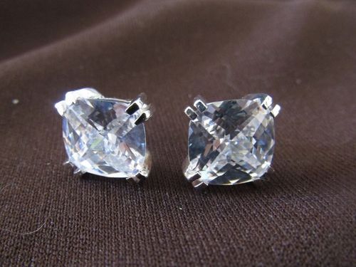Silver Square Cubic Zirconia Earrings
